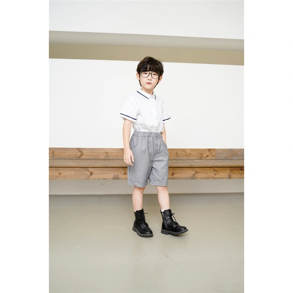 BD-MO-149 Design a two-piece school uniform with shirts, custom-made sweat-absorbent, breathable, soft fabric school uniforms, real people try on, model demonstrations, school uniforms manufacturing factory