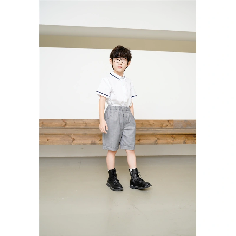 BD-MO-149 Design a two-piece school uniform with shirts, custom-made sweat-absorbent, breathable, soft fabric school uniforms, real people try on, model demonstrations, school uniforms manufacturing factory