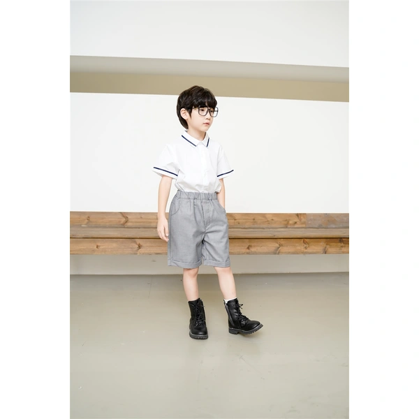 BD-MO-149 Design a two-piece school uniform with shirts, custom-made sweat-absorbent, breathable, soft fabric school uniforms, real people try on, model demonstrations, school uniforms manufacturing factory