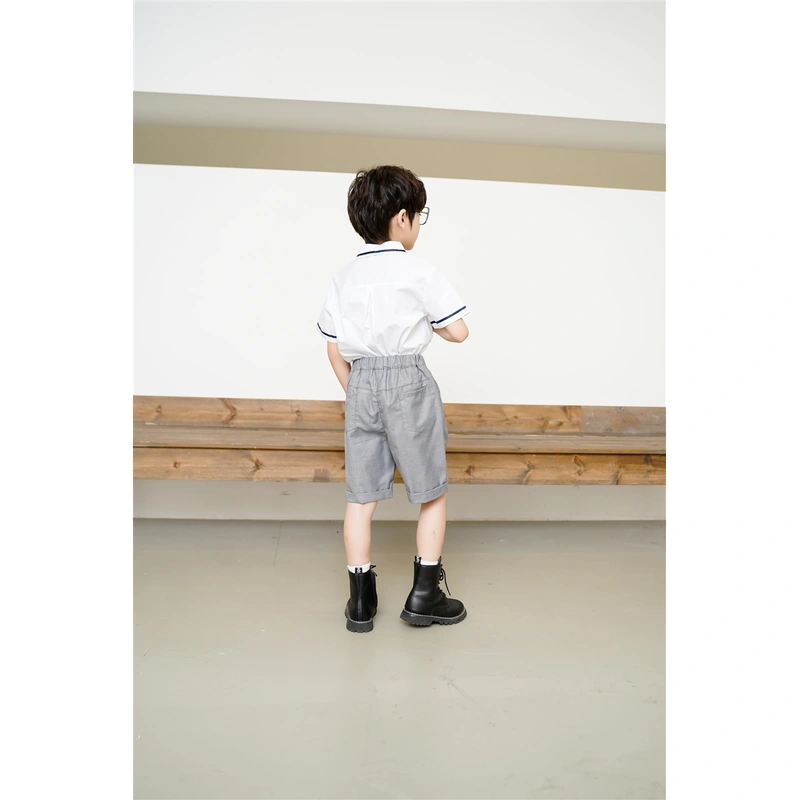 BD-MO-149 Design a two-piece school uniform with shirts, custom-made sweat-absorbent, breathable, soft fabric school uniforms, real people try on, model demonstrations, school uniforms manufacturing factory