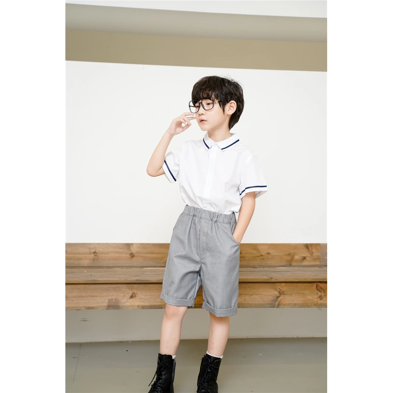 BD-MO-149 Design a two-piece school uniform with shirts, custom-made sweat-absorbent, breathable, soft fabric school uniforms, real people try on, model demonstrations, school uniforms manufacturing factory