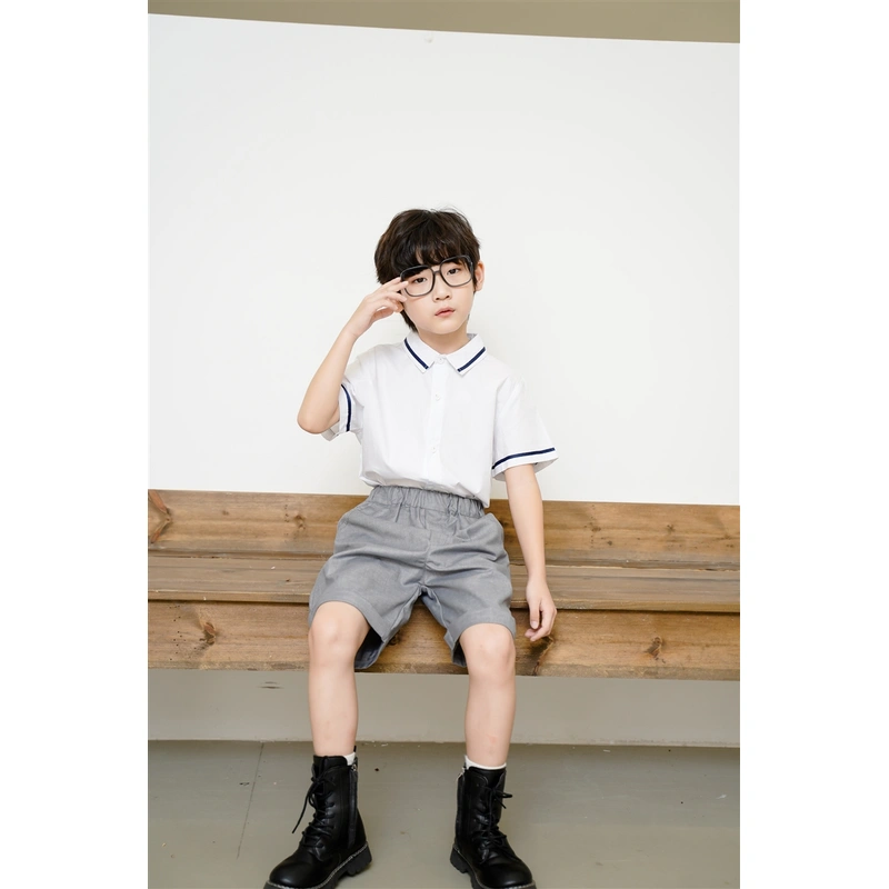 BD-MO-149 Design a two-piece school uniform with shirts, custom-made sweat-absorbent, breathable, soft fabric school uniforms, real people try on, model demonstrations, school uniforms manufacturing factory