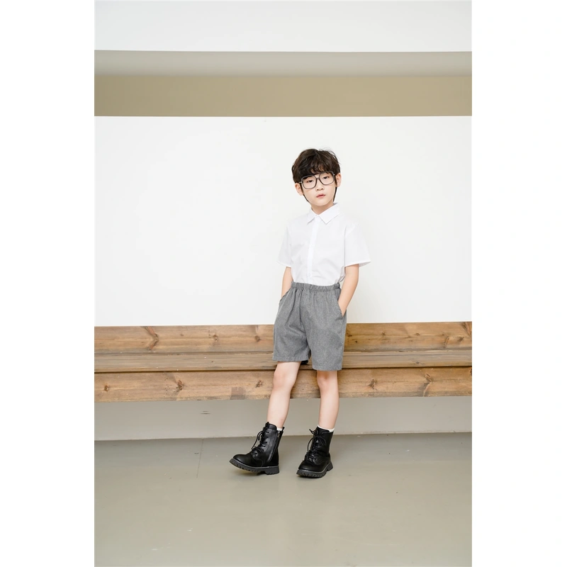 BD-MO-151 Design British style shirts and school uniforms Custom-made elastic waist and mouth pants Comfortable and convenient Real people try on models Demonstration School uniform design company