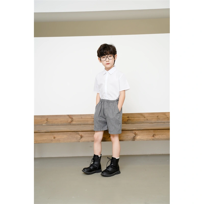 BD-MO-151 Design British style shirts and school uniforms Custom-made elastic waist and mouth pants Comfortable and convenient Real people try on models Demonstration School uniform design company