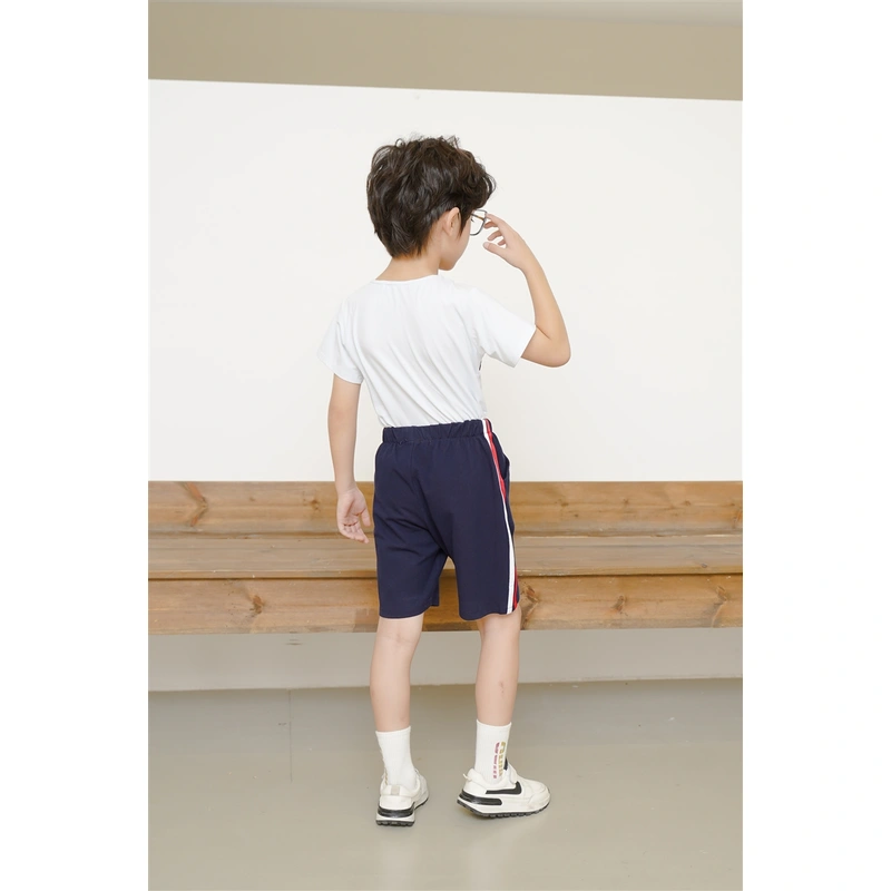 BD-MO-155 Custom-made round neck T-shirt set school uniform Design pure cotton school uniform set Fashionable and comfortable Real people try on model demonstration