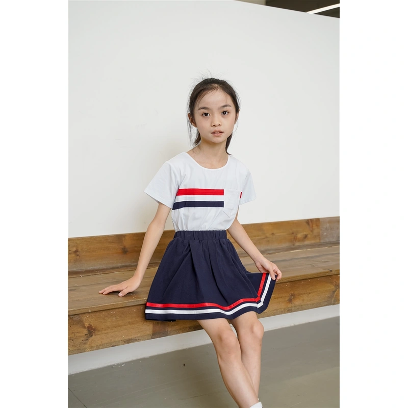 BD-MO-156 Design round neck school uniforms, custom-made pleated skirts, school uniforms skirts, elastic waistband design, comfortable, pleated skirts, anti-glare design