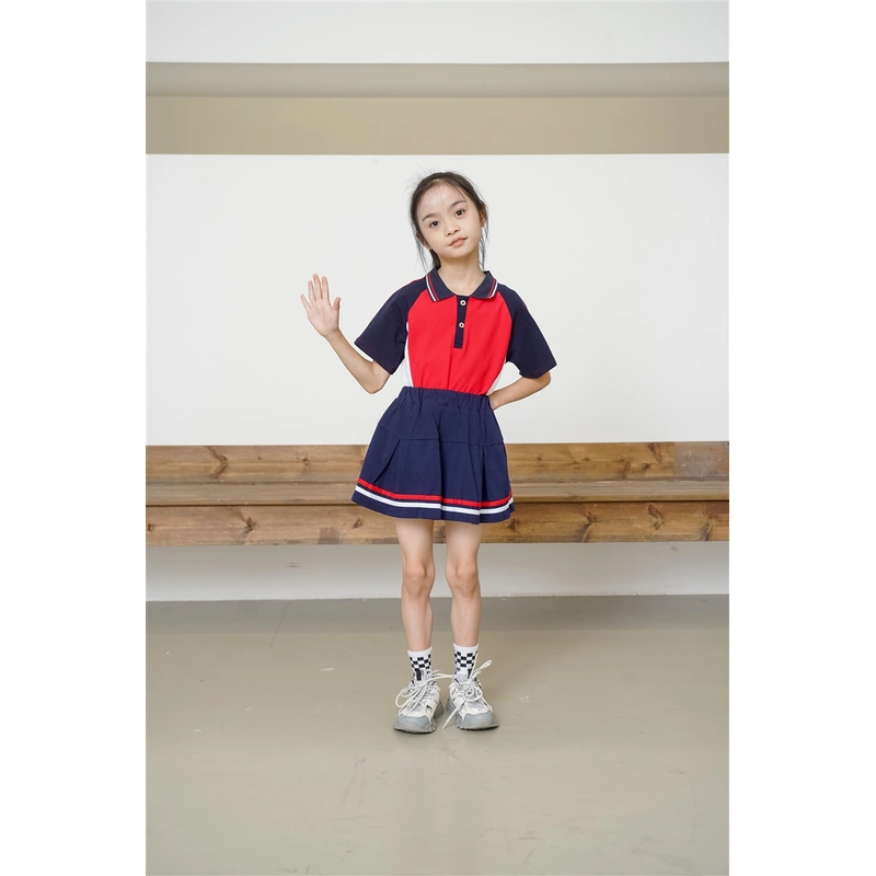BD-MO-157 Custom-made sports style Polo shirt suit school uniform Design contrast color Polo shirt Fashion pleated skirt anti-glare design