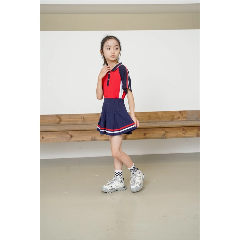 BD-MO-157 Custom-made sports style Polo shirt suit school uniform Design contrast color Polo shirt Fashion pleated skirt anti-glare design