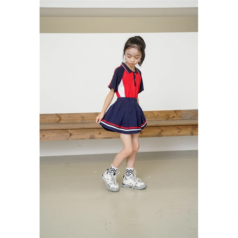 BD-MO-157 Custom-made sports style Polo shirt suit school uniform Design contrast color Polo shirt Fashion pleated skirt anti-glare design