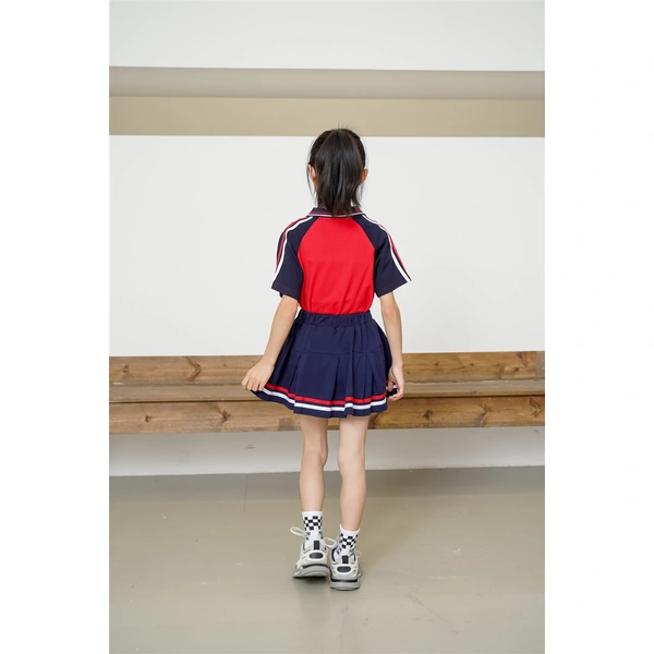 BD-MO-157 Custom-made sports style Polo shirt suit school uniform Design contrast color Polo shirt Fashion pleated skirt anti-glare design