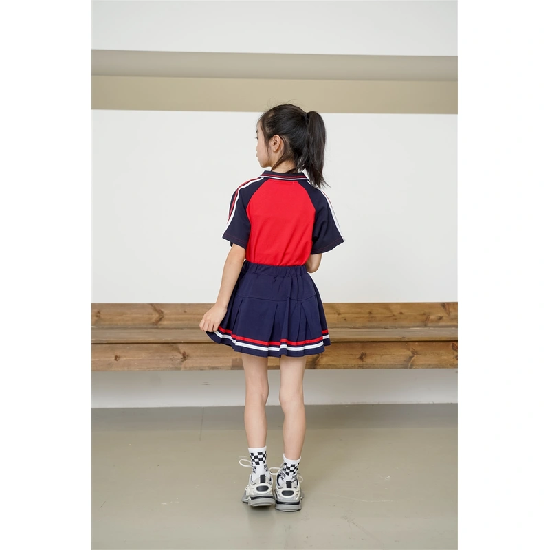 BD-MO-157 Custom-made sports style Polo shirt suit school uniform Design contrast color Polo shirt Fashion pleated skirt anti-glare design