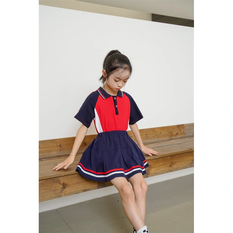BD-MO-157 Custom-made sports style Polo shirt suit school uniform Design contrast color Polo shirt Fashion pleated skirt anti-glare design