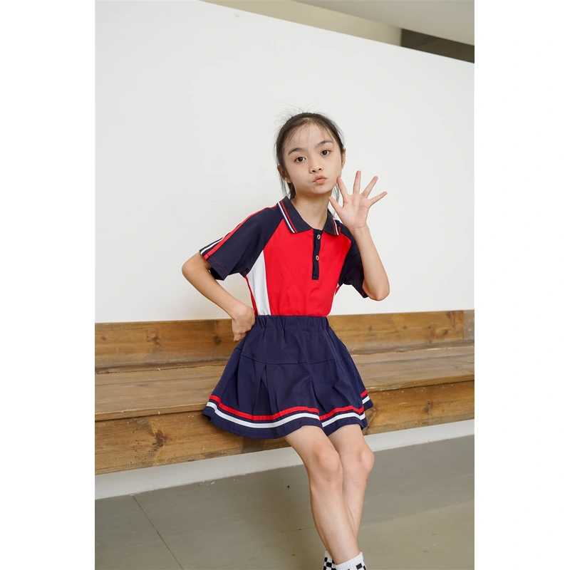 BD-MO-157 Custom-made sports style Polo shirt suit school uniform Design contrast color Polo shirt Fashion pleated skirt anti-glare design