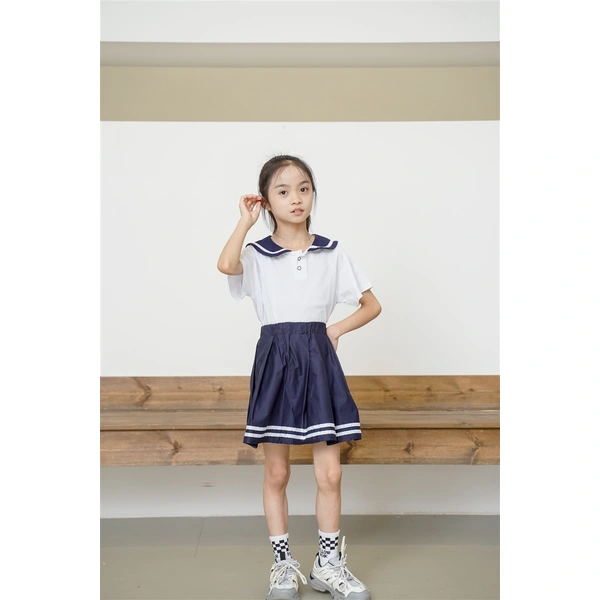 BD-MO-158 Design lapel shirt school uniform suit Custom-made pleated skirt suit school uniform Real person try on model demonstration