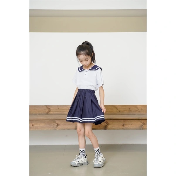 BD-MO-158 Design lapel shirt school uniform suit Custom-made pleated skirt suit school uniform Real person try on model demonstration