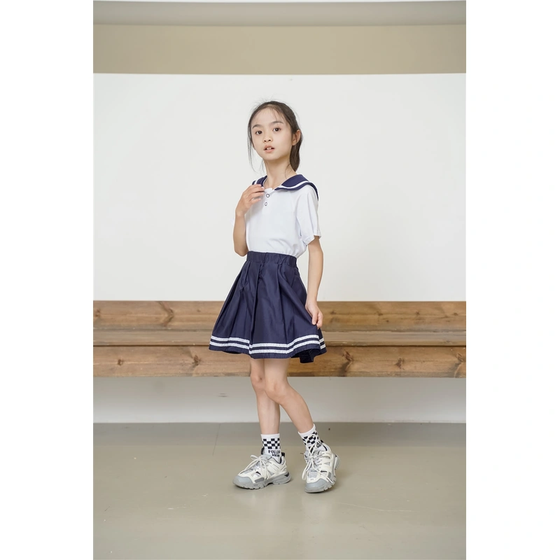 BD-MO-158 Design lapel shirt school uniform suit Custom-made pleated skirt suit school uniform Real person try on model demonstration