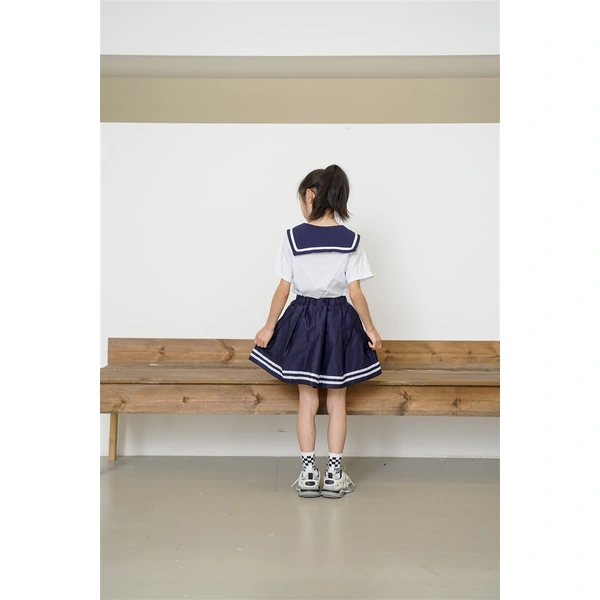 BD-MO-158 Design lapel shirt school uniform suit Custom-made pleated skirt suit school uniform Real person try on model demonstration