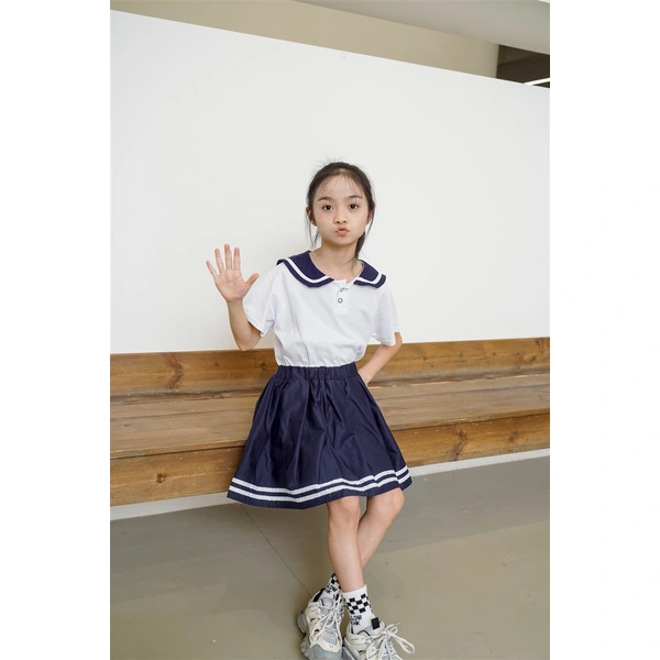 BD-MO-158 Design lapel shirt school uniform suit Custom-made pleated skirt suit school uniform Real person try on model demonstration