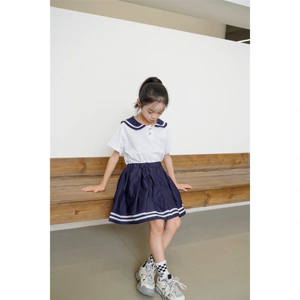 BD-MO-158 Design lapel shirt school uniform suit Custom-made pleated skirt suit school uniform Real person try on model demonstration