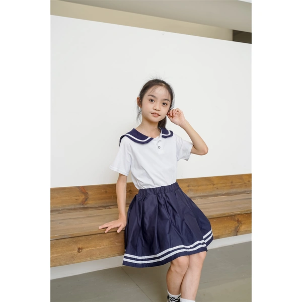BD-MO-158 Design lapel shirt school uniform suit Custom-made pleated skirt suit school uniform Real person try on model demonstration