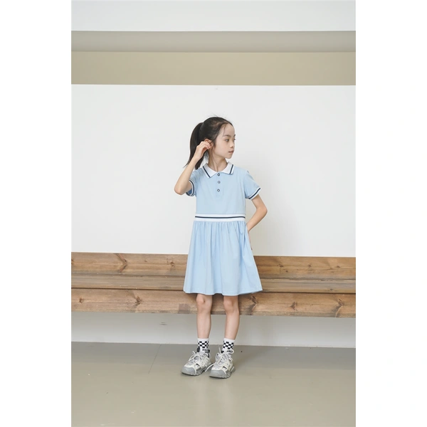 BD-MO-159 Custom-made pure cotton British style one-piece dress Design Polo one-piece dress School uniform design company Real people try on model demonstration
