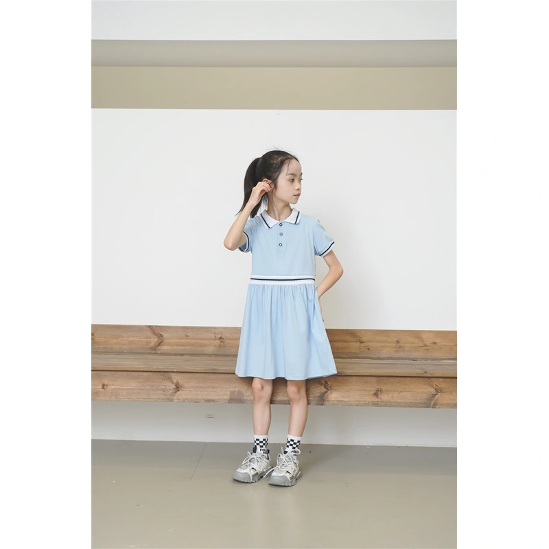BD-MO-159 Custom-made pure cotton British style one-piece dress Design Polo one-piece dress School uniform design company Real people try on model demonstration