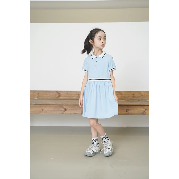 BD-MO-159 Custom-made pure cotton British style one-piece dress Design Polo one-piece dress School uniform design company Real people try on model demonstration
