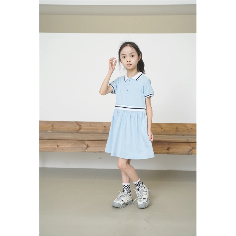 BD-MO-159 Custom-made pure cotton British style one-piece dress Design Polo one-piece dress School uniform design company Real people try on model demonstration