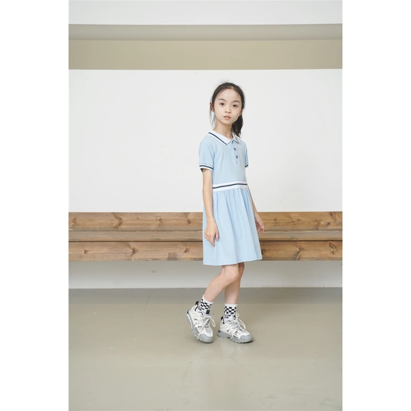 BD-MO-159 Custom-made pure cotton British style one-piece dress Design Polo one-piece dress School uniform design company Real people try on model demonstration