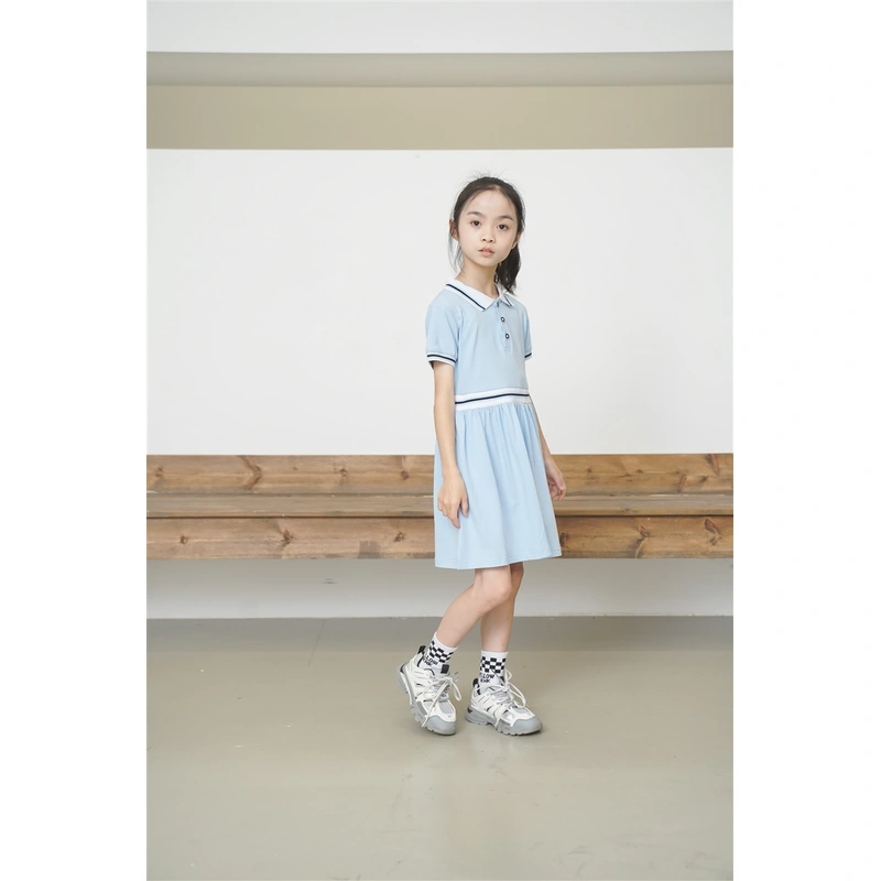 BD-MO-159 Custom-made pure cotton British style one-piece dress Design Polo one-piece dress School uniform design company Real people try on model demonstration