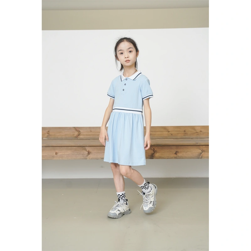 BD-MO-159 Custom-made pure cotton British style one-piece dress Design Polo one-piece dress School uniform design company Real people try on model demonstration