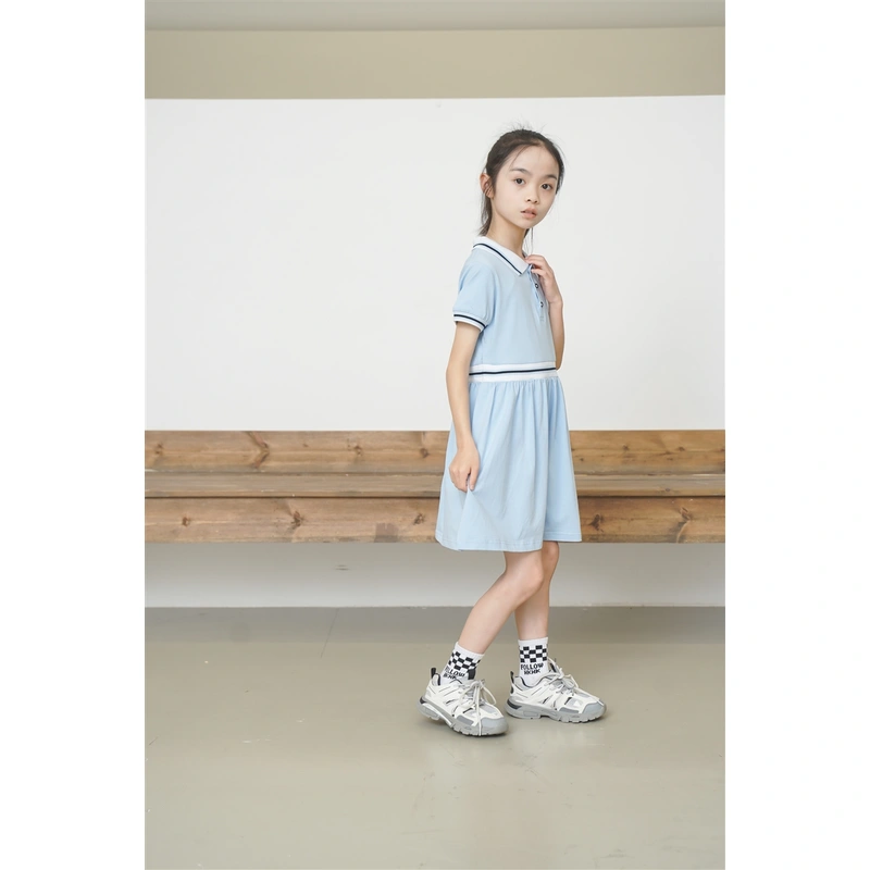 BD-MO-159 Custom-made pure cotton British style one-piece dress Design Polo one-piece dress School uniform design company Real people try on model demonstration