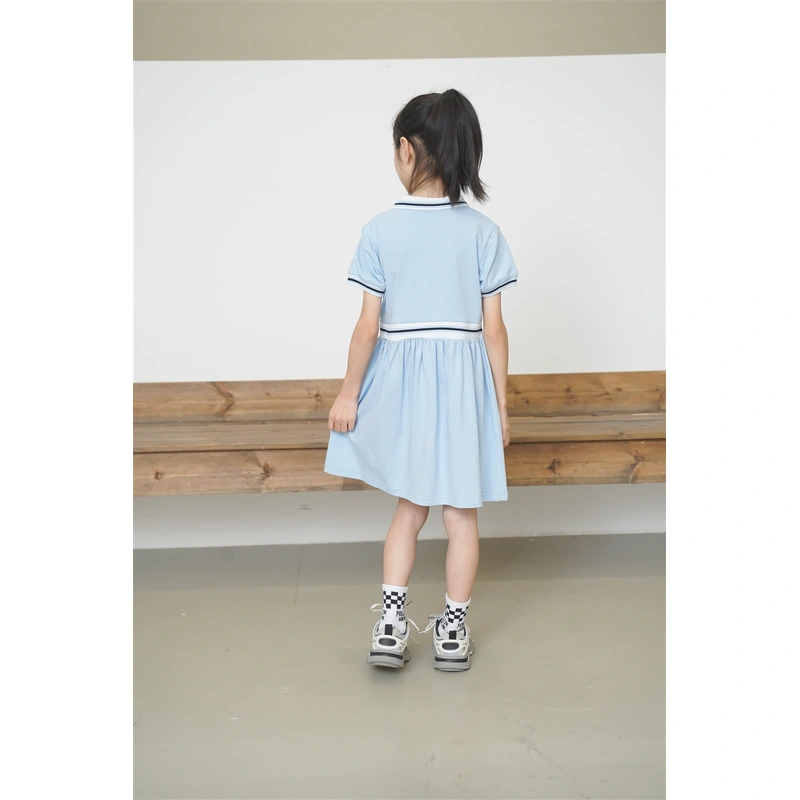 BD-MO-159 Custom-made pure cotton British style one-piece dress Design Polo one-piece dress School uniform design company Real people try on model demonstration