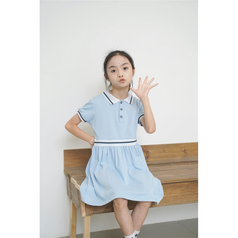 BD-MO-159 Custom-made pure cotton British style one-piece dress Design Polo one-piece dress School uniform design company Real people try on model demonstration