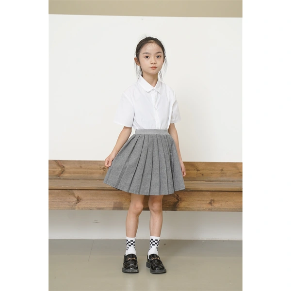 BD-MO-162 Design gray British style pleated skirt Custom-made shirt school uniform suit School skirt design anti-glare safety pants School uniform production factory
