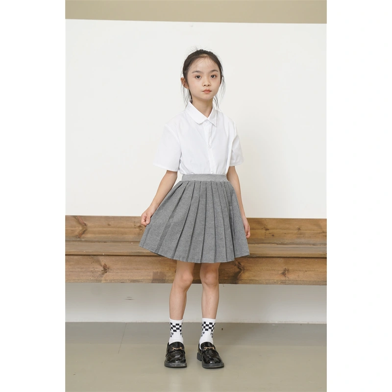 BD-MO-162 Design gray British style pleated skirt Custom-made shirt school uniform suit School skirt design anti-glare safety pants School uniform production factory