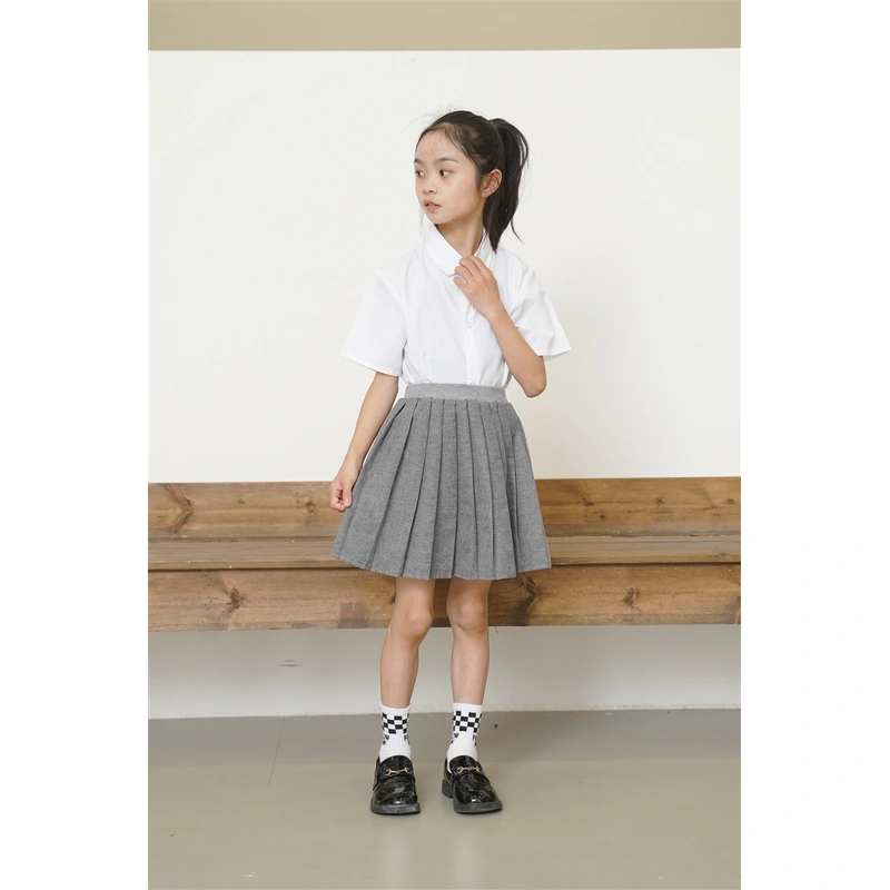 BD-MO-162 Design gray British style pleated skirt Custom-made shirt school uniform suit School skirt design anti-glare safety pants School uniform production factory
