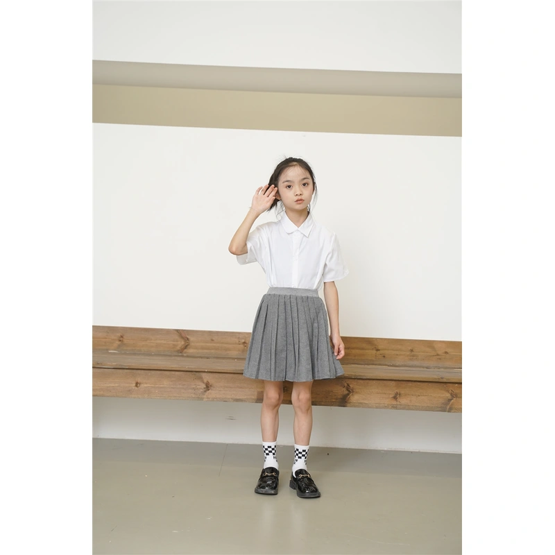 BD-MO-162 Design gray British style pleated skirt Custom-made shirt school uniform suit School skirt design anti-glare safety pants School uniform production factory