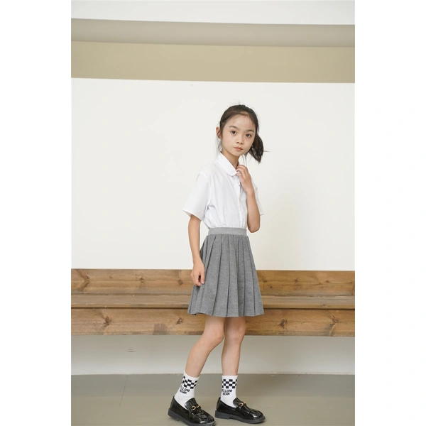 BD-MO-162 Design gray British style pleated skirt Custom-made shirt school uniform suit School skirt design anti-glare safety pants School uniform production factory