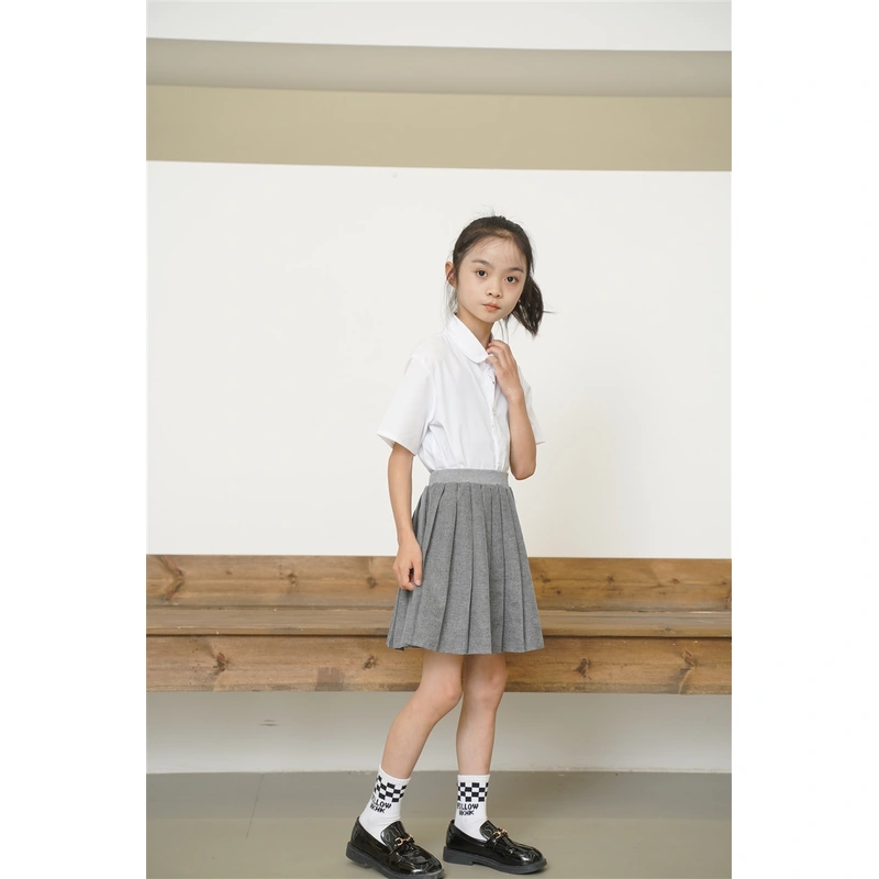 BD-MO-162 Design gray British style pleated skirt Custom-made shirt school uniform suit School skirt design anti-glare safety pants School uniform production factory