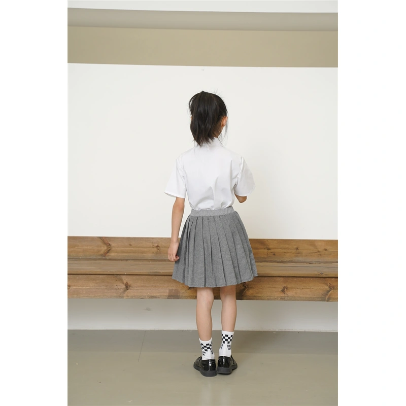 BD-MO-162 Design gray British style pleated skirt Custom-made shirt school uniform suit School skirt design anti-glare safety pants School uniform production factory
