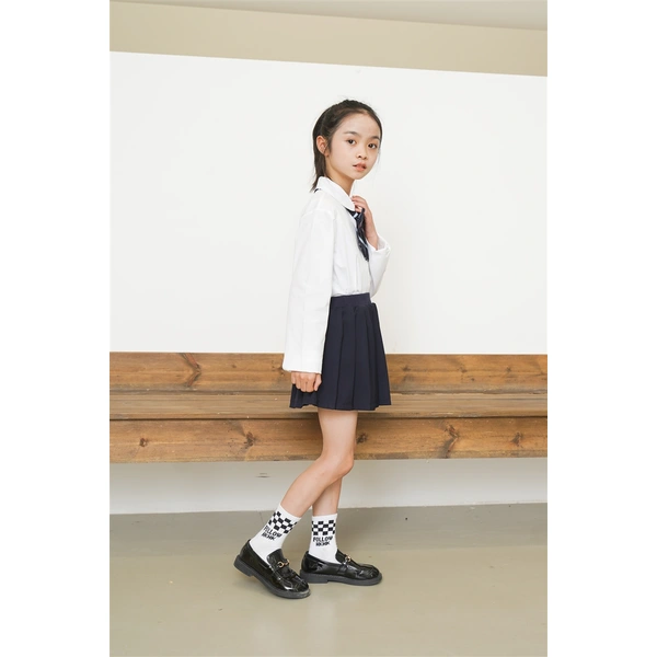 BD-MO-164 Custom-made two-piece sports style children's school uniforms Design shirt school uniforms Double layer anti-glare school uniform skirts Real people try on model demonstrations
