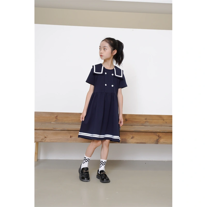 BD-MO-165 Custom-made college style children's school uniforms, design lapel school uniform skirts, simple cuffs, real people try on, model demonstrations