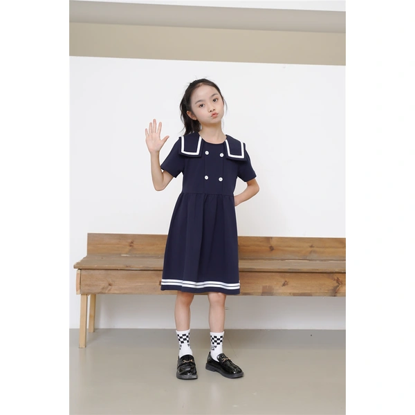 BD-MO-165 Custom-made college style children's school uniforms, design lapel school uniform skirts, simple cuffs, real people try on, model demonstrations