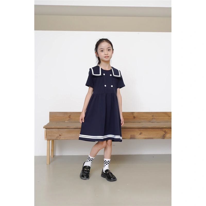 BD-MO-165 Custom-made college style children's school uniforms, design lapel school uniform skirts, simple cuffs, real people try on, model demonstrations