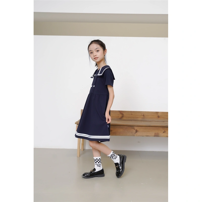 BD-MO-165 Custom-made college style children's school uniforms, design lapel school uniform skirts, simple cuffs, real people try on, model demonstrations