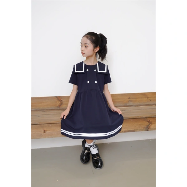 BD-MO-165 Custom-made college style children's school uniforms, design lapel school uniform skirts, simple cuffs, real people try on, model demonstrations