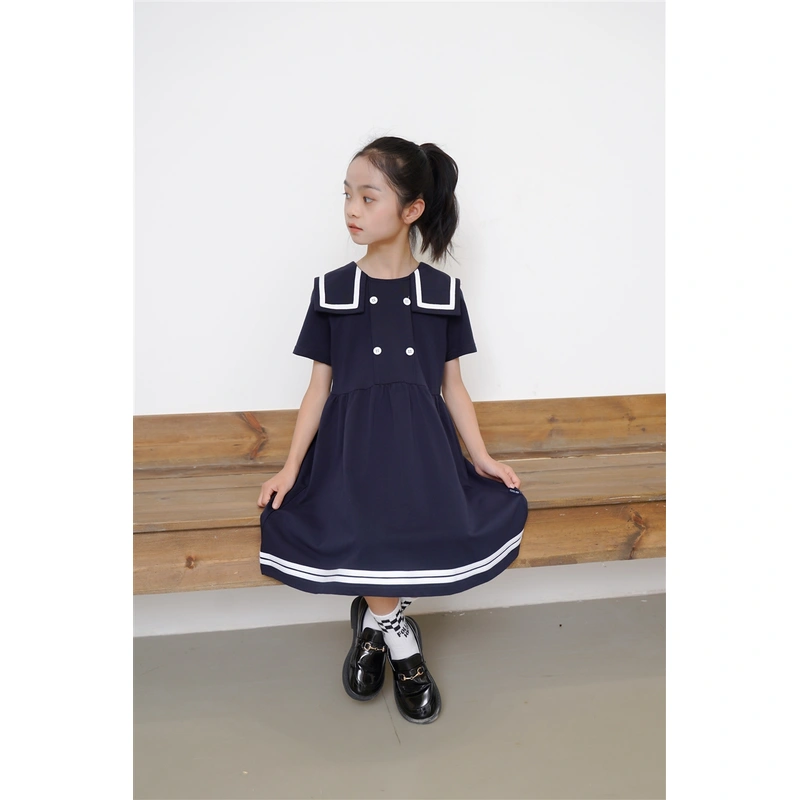 BD-MO-165 Custom-made college style children's school uniforms, design lapel school uniform skirts, simple cuffs, real people try on, model demonstrations