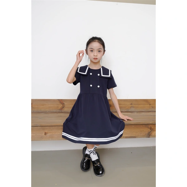 BD-MO-165 Custom-made college style children's school uniforms, design lapel school uniform skirts, simple cuffs, real people try on, model demonstrations