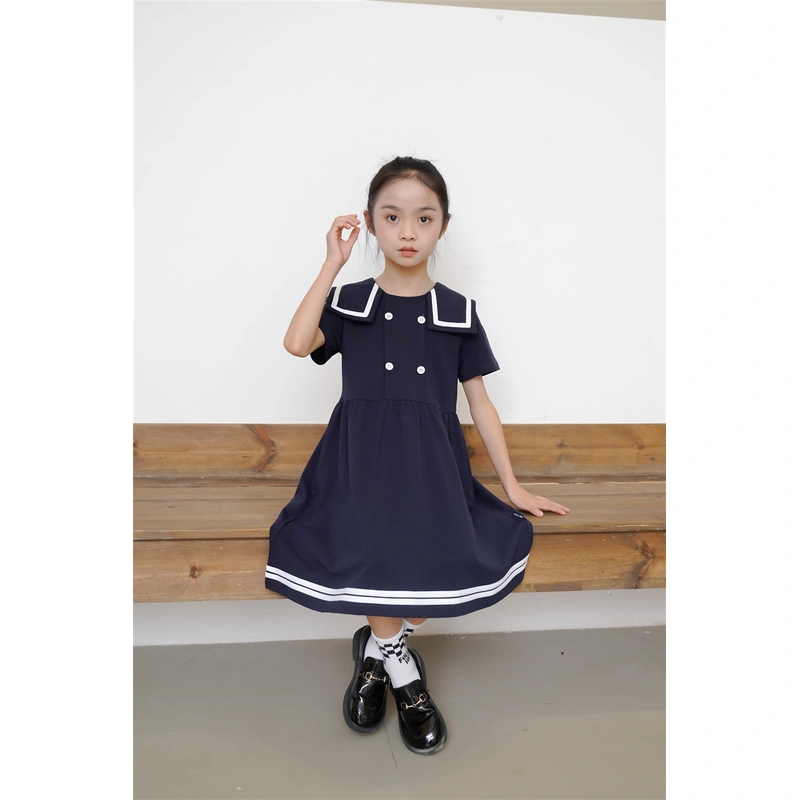 BD-MO-165 Custom-made college style children's school uniforms, design lapel school uniform skirts, simple cuffs, real people try on, model demonstrations